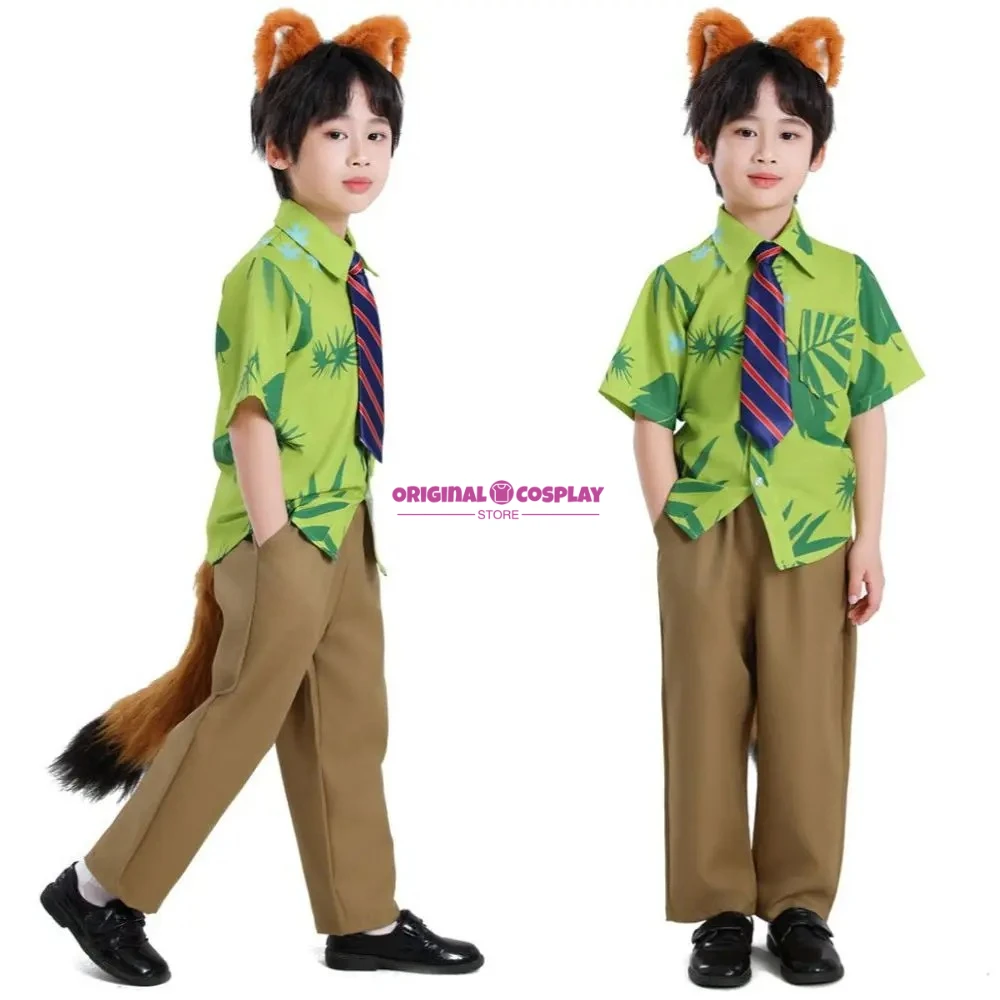 Zootopia Nick Fox Cosplay Costume Disguise for Boy Clothing Stage Performace Outfits Roleplay Carnival Halloween Party Suit