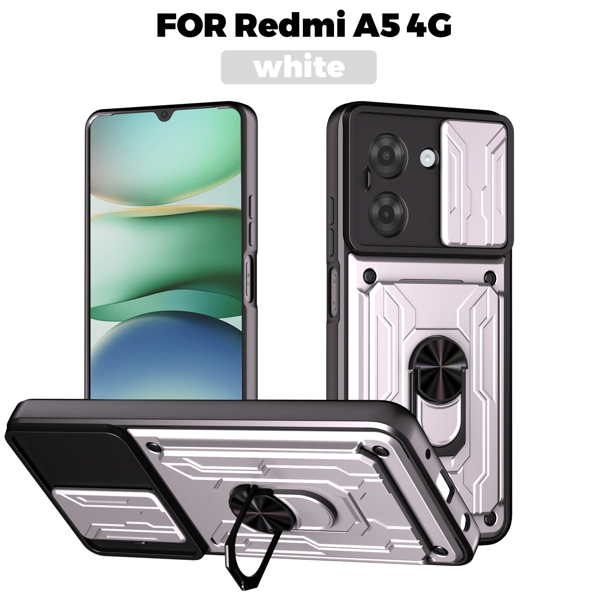 Rugged Armor Magnetic Bracket Case with Card Storage and Slide Camera Protection Cover
