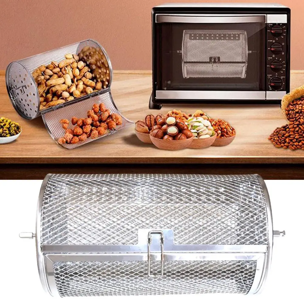 Roasting Chestnuts One-piece Design Rotisserie Grill Baking Cage Oven Basket Wire Rotisserie Basket Grill Roaster Drum Kitchen