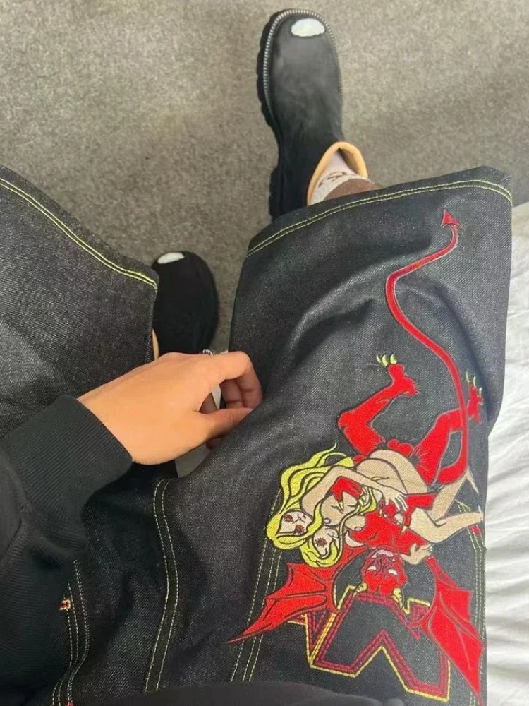 American ins hip-hop street clothing men shorts Y2k Harajuku pattern denim couple sports pants Gothic basketball shorts