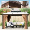 10'x12' Hardtop Gazebo with Netting and Curtains, Outdoor Gazebo with Aluminum Frame, Double Roof Canopy Party Tent for Patio 5