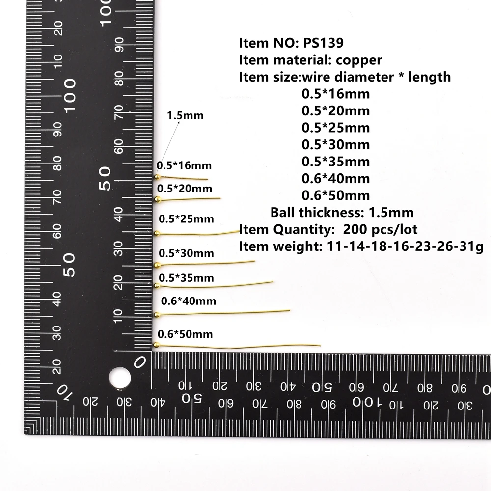 Bulk Pack of 200 Ball Head Pins