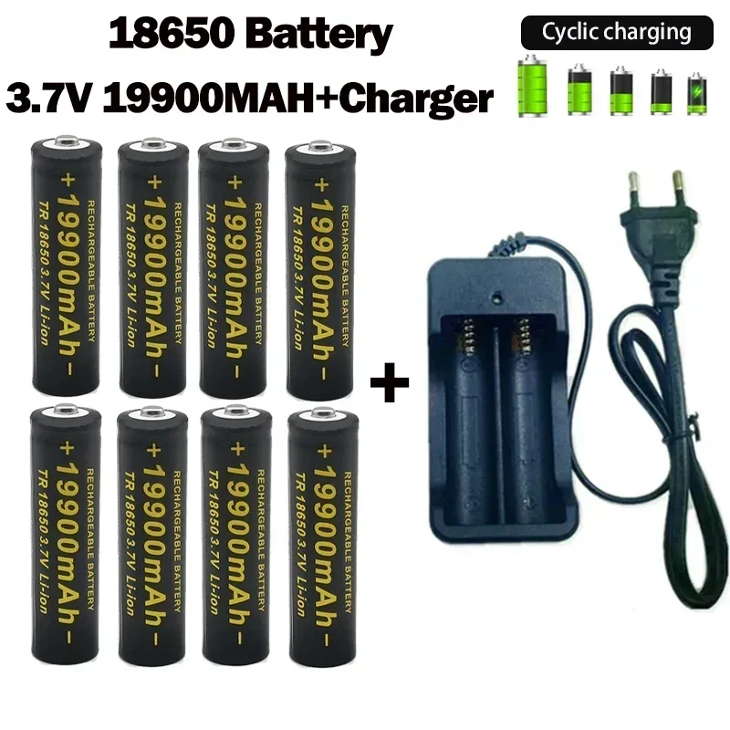

18650Rechargeable Battery 2023NewBest-selling 3.7V19900mAh+Charger Capacity Li-ionBattery ForScrewdriver Remote Control