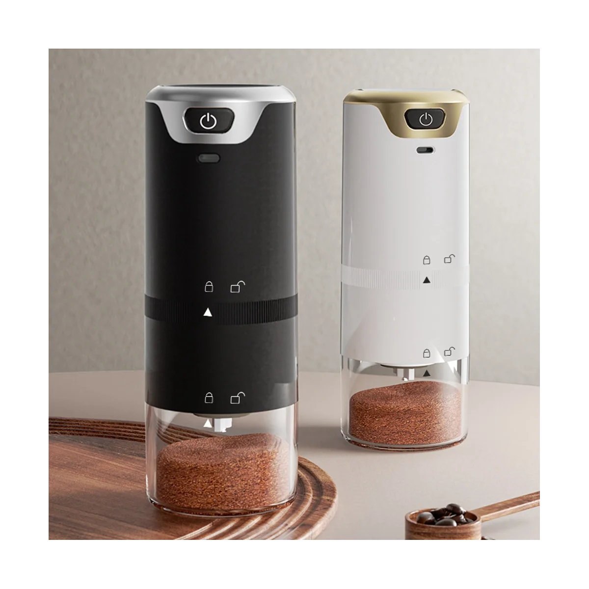 

Coffee Grinder Electric Espresso Coffee Bean Grinder Stainless Steel Automatic Portable Rechargeable Coffee Mill-White