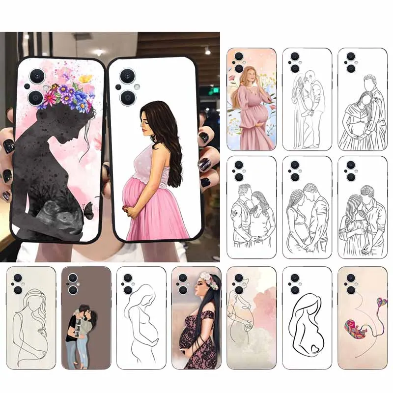 

Pregnent Lady Husband Wife Art Phone Case For OPPO Reno8 Pro Plus Reno8 T Reno6 7 8 5 Lite Reno7 8 6 4 Pro Reno5 Z Reno9 Pro