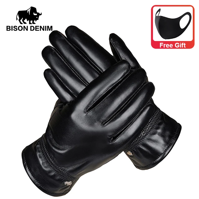 Leather Gloves for Men,Winter Sheepskin Leather Driving Gloves,Touchscreen  Wool Fleece Lined Warm Gloves for Gift