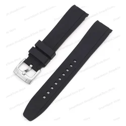 Durable Waterproof Silicone Watch Strap - Soft Rubber Bracelet for Curved End Watches, Available in 20mm & 22mm (Black)