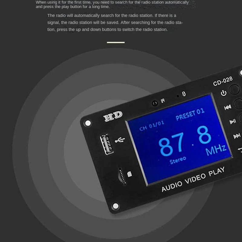 Portable HD Car Lossless Full Format Mp5 Bluetooth 2.8-Inch TFT Screen FM Audio Module