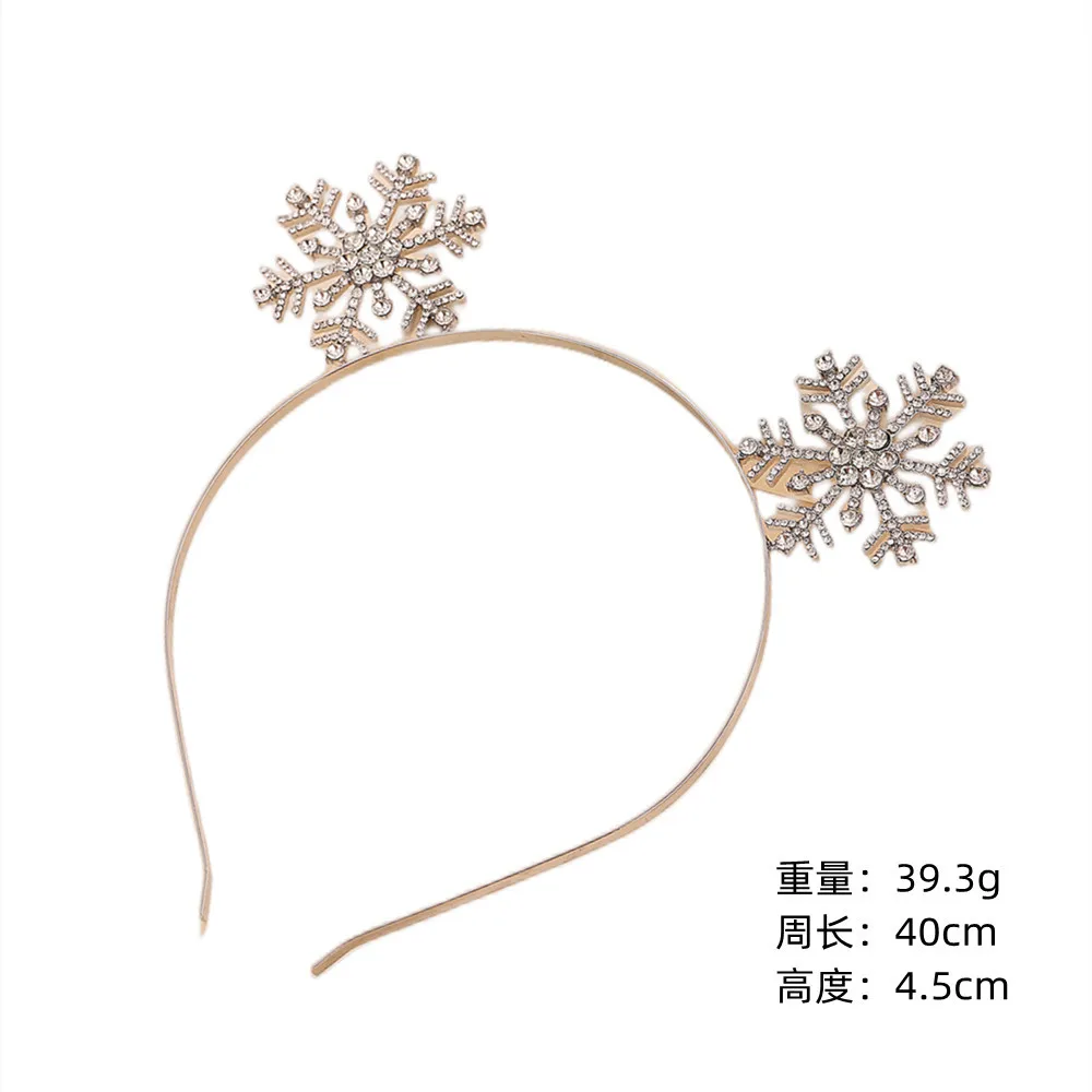 Fashion Crystal Rhinestone Snowflake Merry Christmas Hairband Head Hoop for Women Girls Punk Metal Alloy Headband Hair Ornament