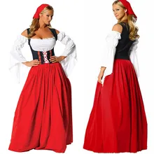 

Women Oktoberfest Peasant Beer Maid Costume German Wench Fancy Dress