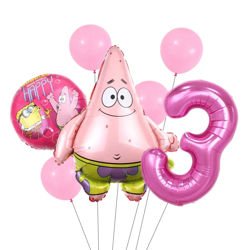 Cartoon SpongeBob Patrick Star Folienballons Mädchen Junge Kindergeburtstag Party Dekor Babyparty Helium Globos Geschenke – Detail 4