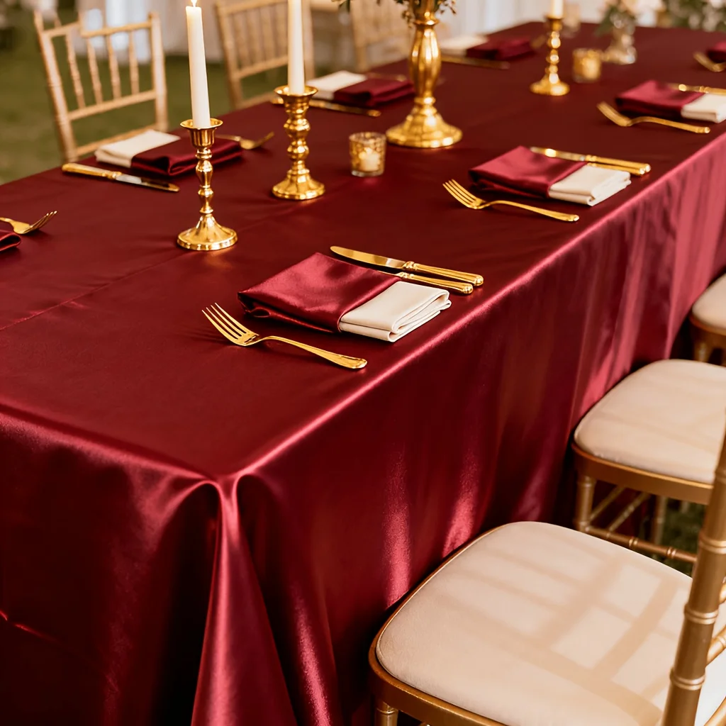 Rose Gold Satin Tablecloth - Nordic Elegance Wedding and Party Table Cover