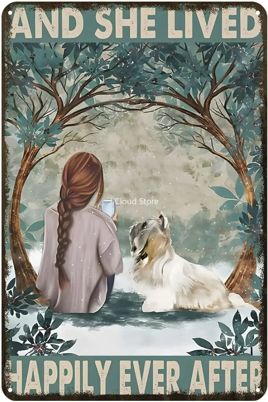 

and She Lived Happily Ever After Metal Sign Vintage Bar Kitchen Garage Cave Home Wall Funny Decor Retro Dog Tin Sign