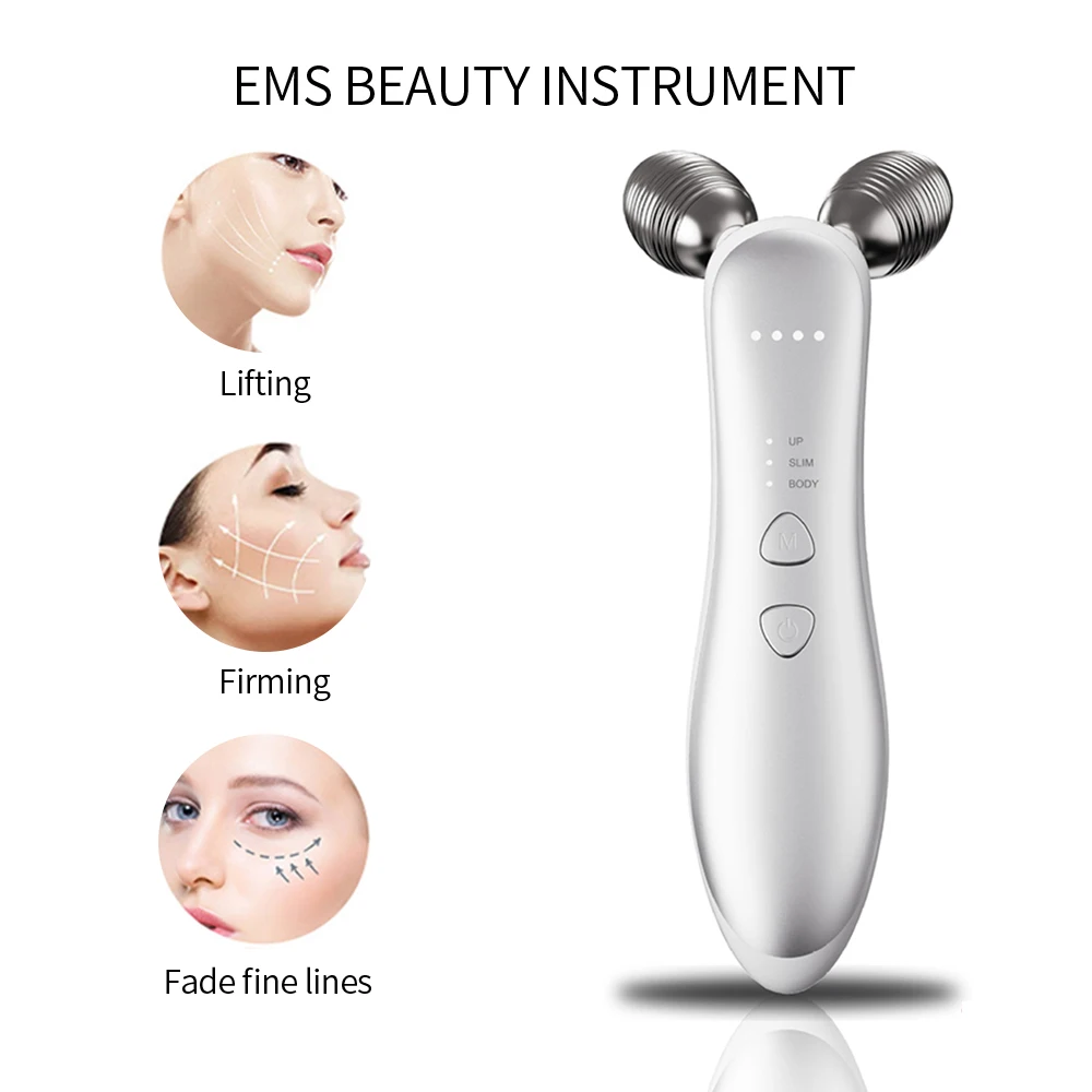 Facial Massager Facial Massage Instrument Beauty Instrument EMS Face Lifting Machine Facial Massager Microcurrent Roller Skin Tightening Rejuvenation Double Chin Removal Beauty Device