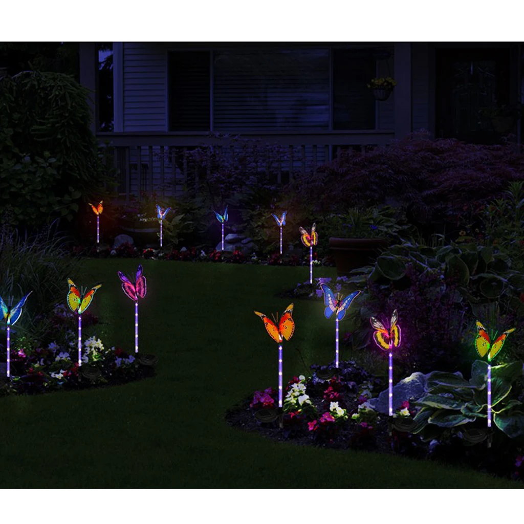 LED Butterfly Garden Stake Lights Solar Powered Path Landscape Lamp