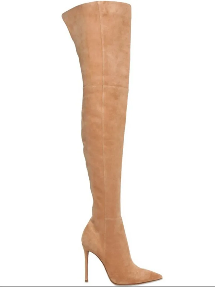 

Autumn New Elastic Botas Mujer Rubber Pointed Fine Women Shoes With Artificial Hair Martin Boots High Heels Sapato Feminino