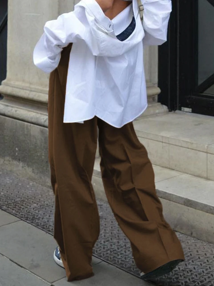 Weekeep Streetwear Baggy Suit Pants Vintage Patchwork Low Rise Straight Casual Pants Korean Fashion Women Capris Jogging Trouser