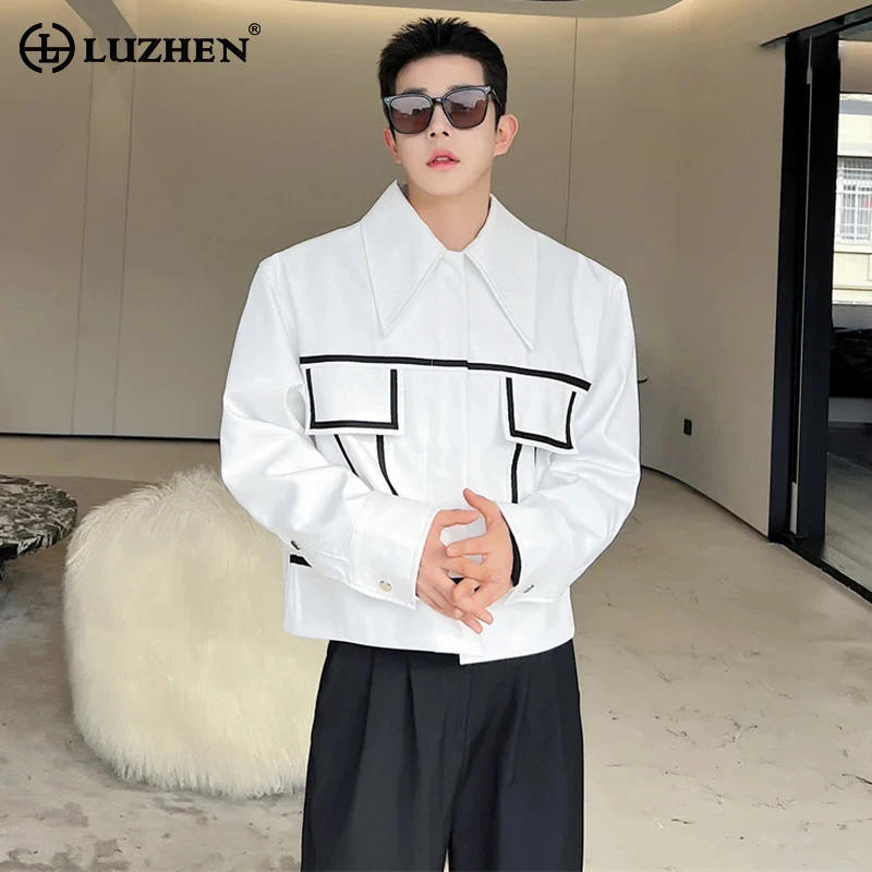 

LUZHEN Stylish Men's Jacket Korean Luxury Color Contrast Edge Design Short Coat Trendy Versatile Clothes 2024 Elegant New 370ae1