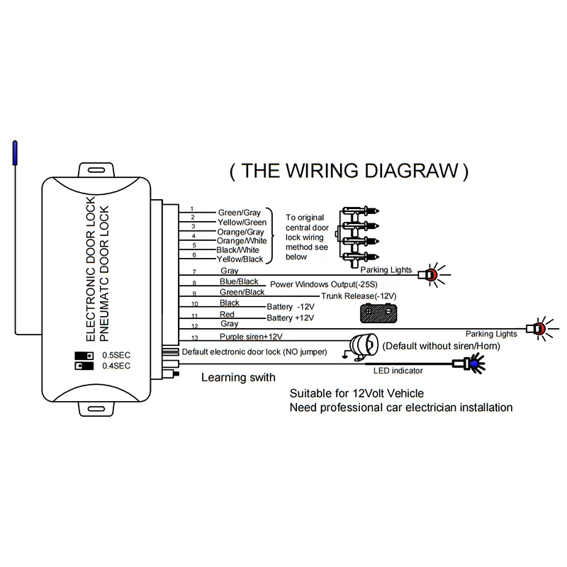 Cerradura de puerta Central remota para coche, sistema de bloqueo Central sin llave con sistema de alarma para coche, Kit de Control remoto automático - Imagen 5