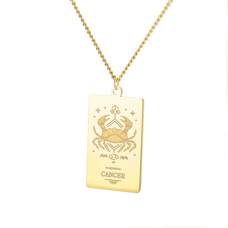 Collana Zodiacale Tarocchi In Acciaio Inox Oro | 12 Segni | Gioiello Dainty Con Catenina Regolabile | Regalo Donna