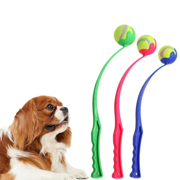 Giocattolo con bastoncino da lancio per animali domestici - Lanciatore interattivo con palline per addestramento di cani e gatti, gioco di recupero con palline di gomma