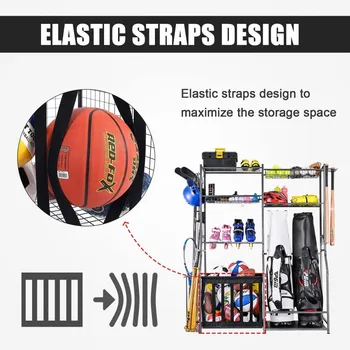 Garage Sports Equipment Storage, 2 Golf Bag Storage Stand and Other Sports Equipment Storage Rack, Garage Organizer System 4
