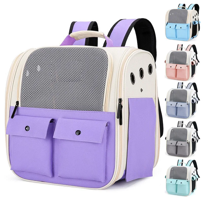 

Fashionable and breathable square cat backpack for hair replacement, foldable and portable pet bag for outdoor use