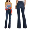 A 2024 early spring new high waisted deep blue midline slim fit and slim fit large horn denim women's pants MO508 1