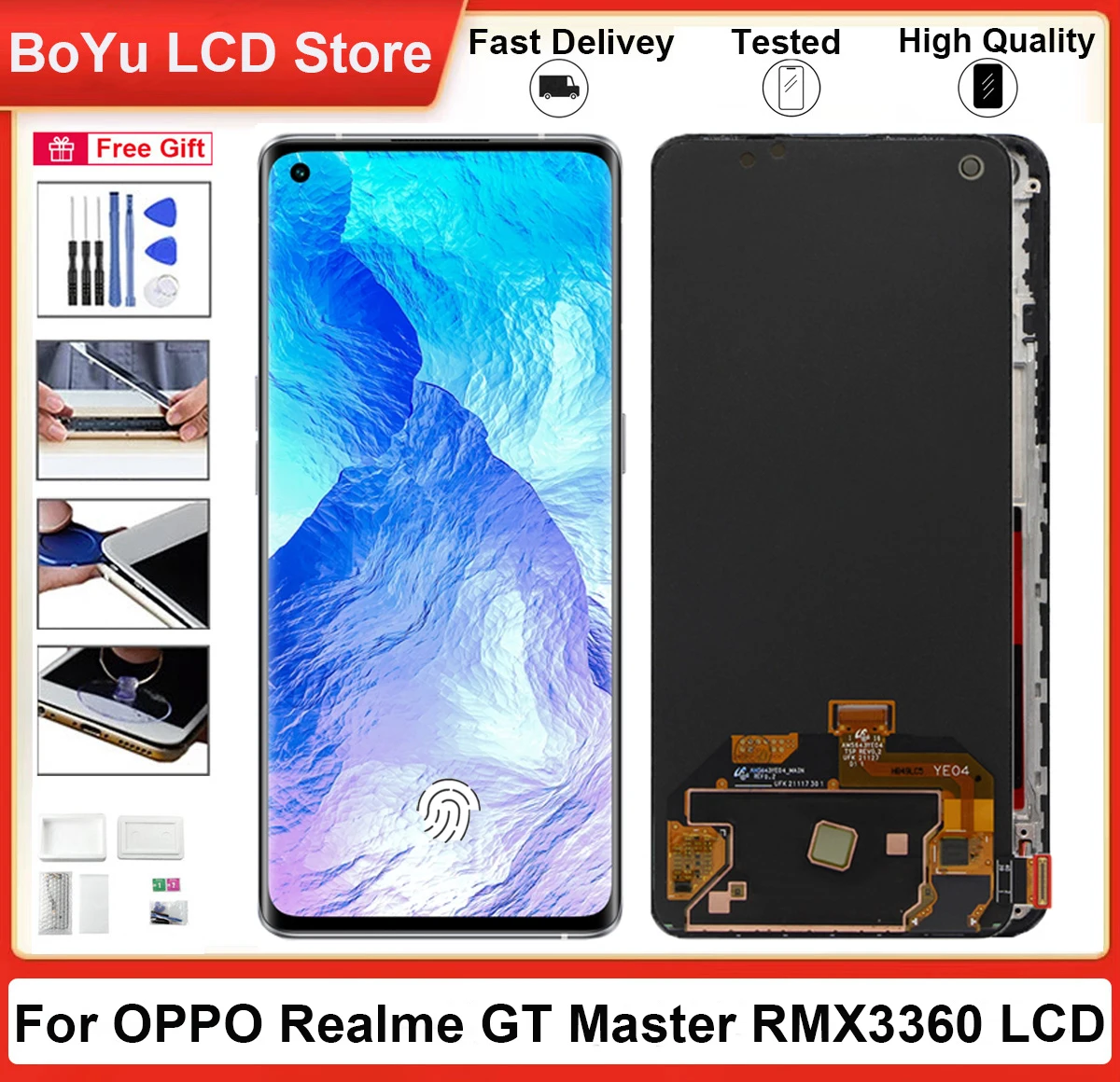 

100% Original 6.43" AMOLED Screen For OPPO Realme GT Master RMX3363 RMX3360 With Frame LCD and Touch Display Digitizer Assembly