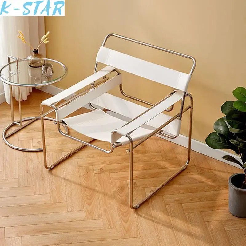 K-STAR Lazy Sofa Vasili Chair Ins Nordic Saddle Leather Single Chair Stainless Steel Casual Single Sofa Casual lazy single sofa