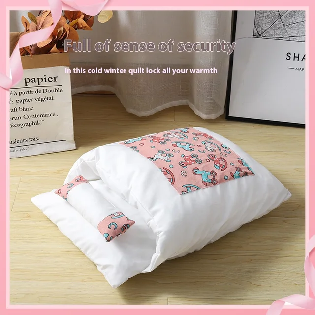 Japanese style cat sleeping bag, washable, semi enclosed cat bed, warm cat bed, winter cat house, cat bed 3