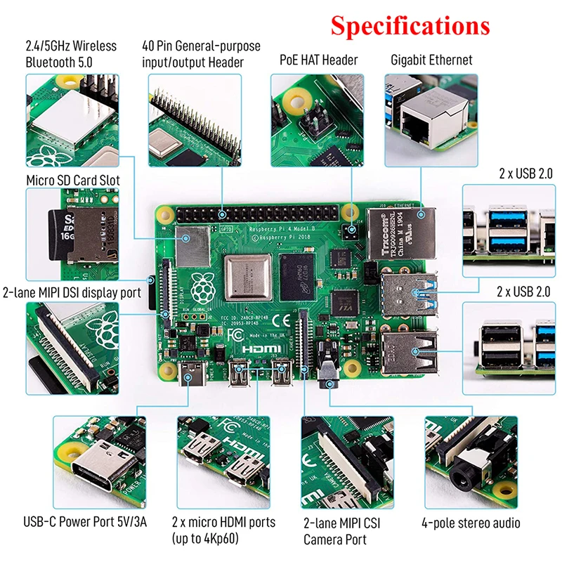    4  B, 2GB, 4GB, 8GB RAM, 64 Ʈ ھ CPU, 1.5GHz   BLE  4B,   3B +   ӵ