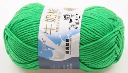 Luxurious Soft Milk Cotton Yarn for Knitting & Crochet Projects (50g) (50 apple green)