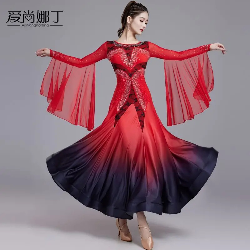 New National Standard Waltz Friendship Dance Modern Dance Skirt Professional Competition Performance Dress Big Swing Dress