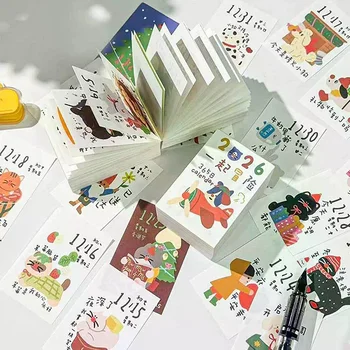Mini Calendario da 365 giorni 2026 Planner Agenda annuale Organizzatore Scarabocchi carini Pittura Pianificatore giornaliero per Home Office School Memo Paper