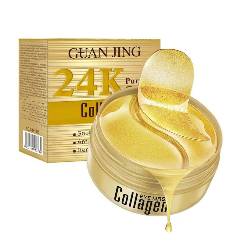60PCS 24K Gold Eye Patches Moisturizing Crystal Collagen Eye Pads Eye