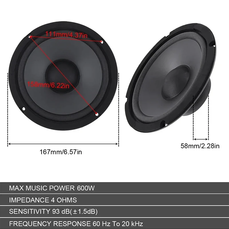 6 Inch 600W Car Audio Speakers 3