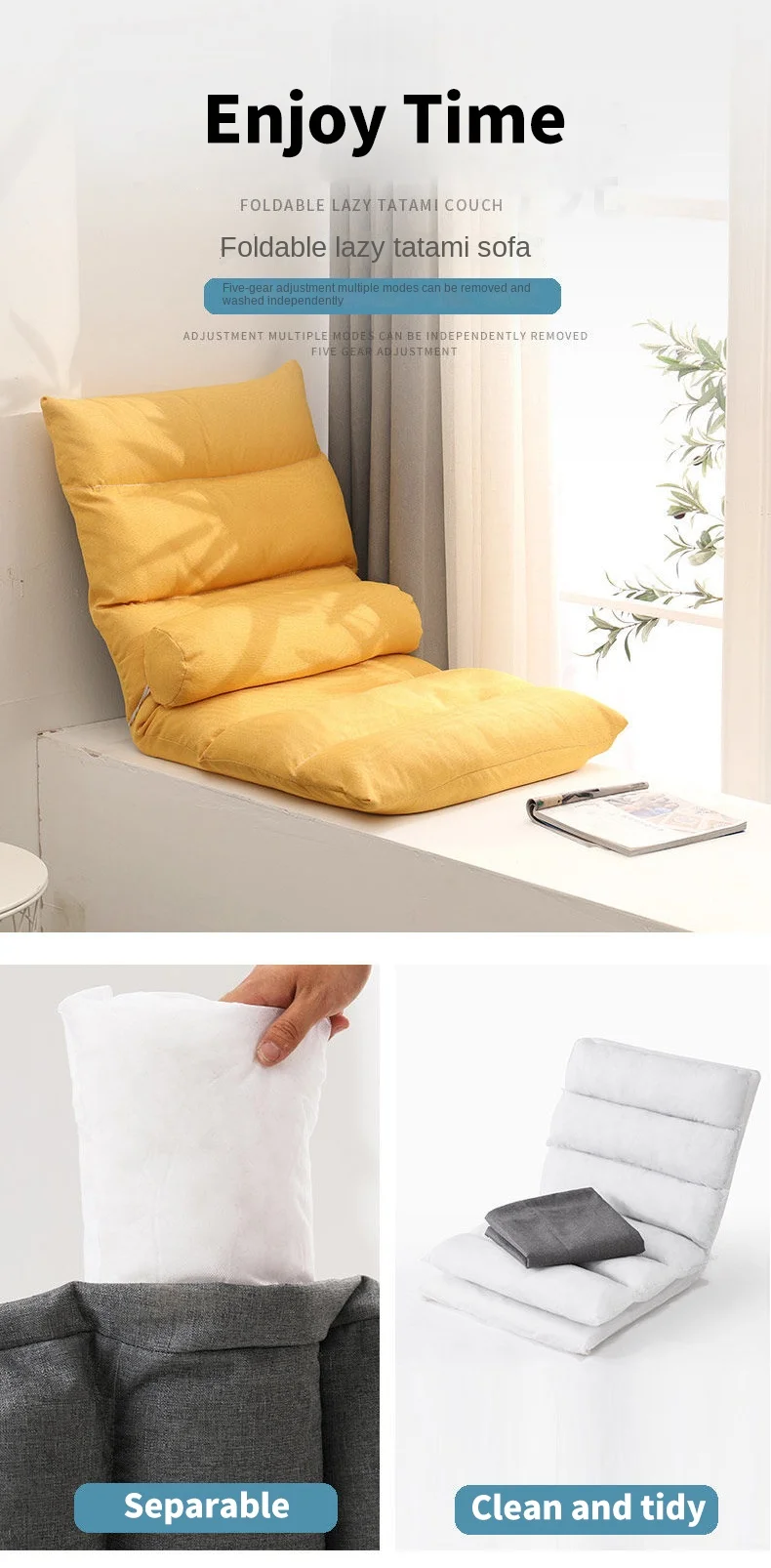 Description Picture 2 of itemFolding Lounge Chair Home Balcony Living Room Folding Chair Leisure Balcony Lazy Sofa Tatami Chair Modern Backrest New