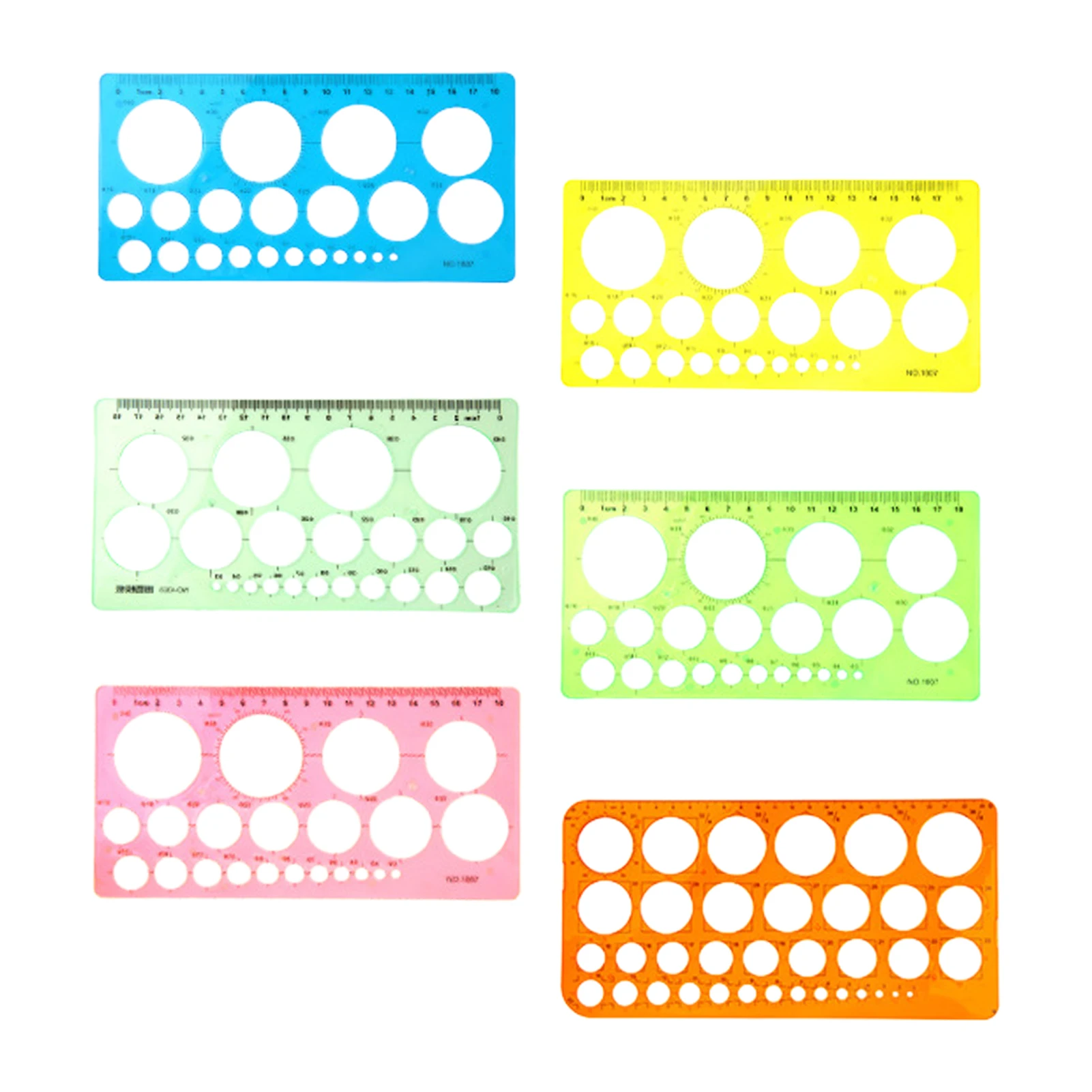 

6pcs Quilling Gift Plastic Template School Circle Stencil Set Home Office Reusable Artist Multi Sizes Student For Drawing Ruler