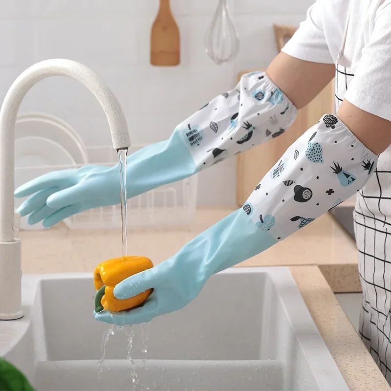 Dishwashing Gloves Warm Rubber Waterproof Kitchen Washing Dishes Housework Gloves Women's Waterproof Cleaning dishwashing gloves,cleaning gloves