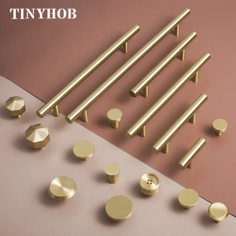 Furniture Handles Kitchen Door Handles Solid Brass D12mm Cabinet Handles Furniture Drawer Pulls Drawer T Bar Kitchen Pulls Furniture Handle Hardware