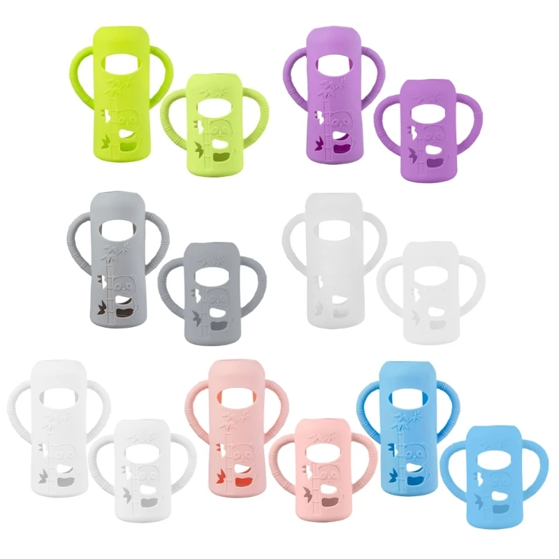 Soft Silicone Protective Cover for 120/250ml Glass Baby Bottles Handle Grip Case Shockproof Sleeve Protector