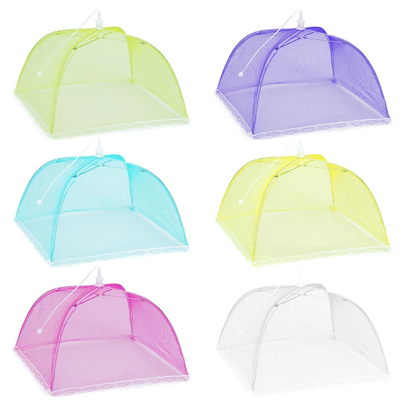 

Foldable Table Food Cover Anti Mosquito Fly Cover Nylon Dish Cover Umbrella Picnic Protect Mesh Pop-Up Dome Kitchen Accessories