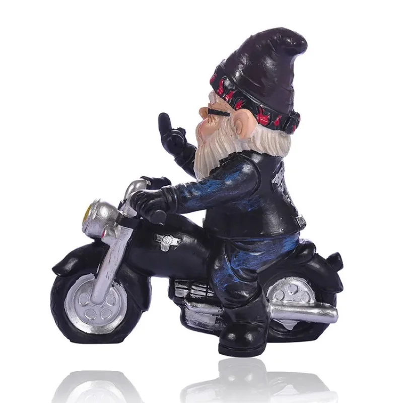 Gnome Dwarf Resin Home Garden Decoration Crafts Home Ornaments Biker Old Man Riding Motorcycle Statue Gardening Decorations