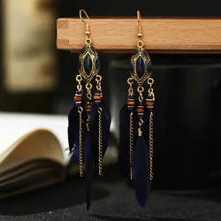 Ethnic Feather & Tassel Bohemian Beaded Enamel Earrings (4)