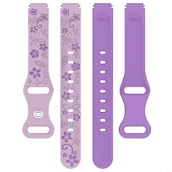 Women's Silicone Floral 3D Engraved Watch Bracelet - Breathable Strap - Mi band 8 9 10 (PURPLE)