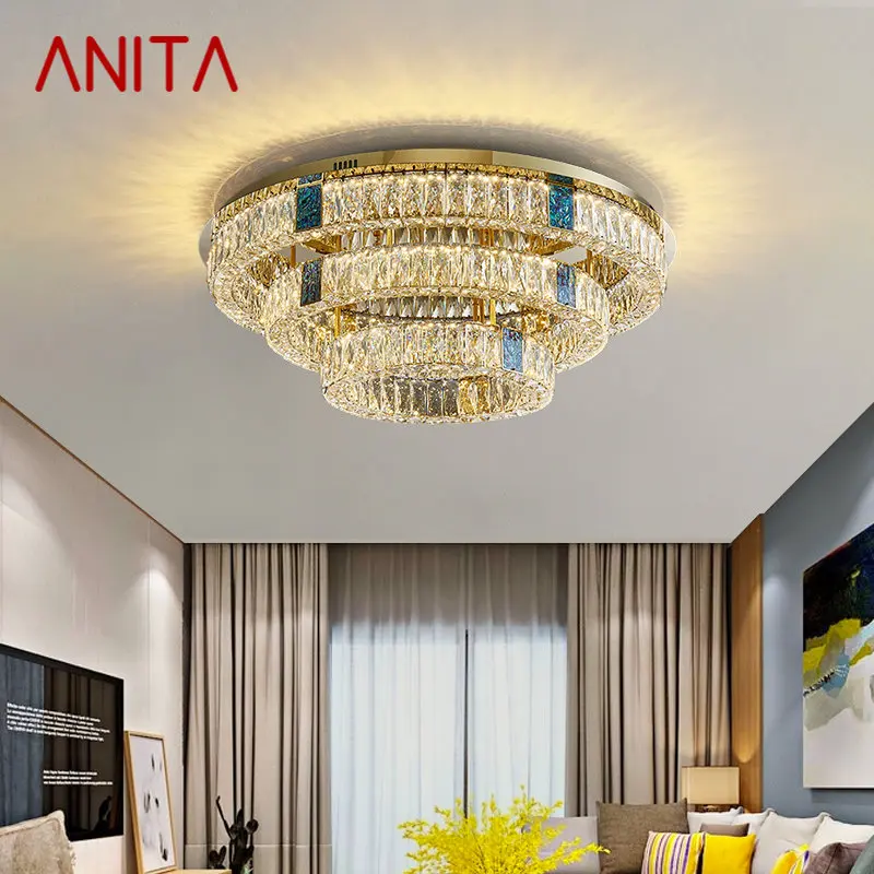 

ANITA Nordic Ceiling Lamps LED Modern Light Luxury Creative Crystal Fixture for Home Living Room Bedroom Decor