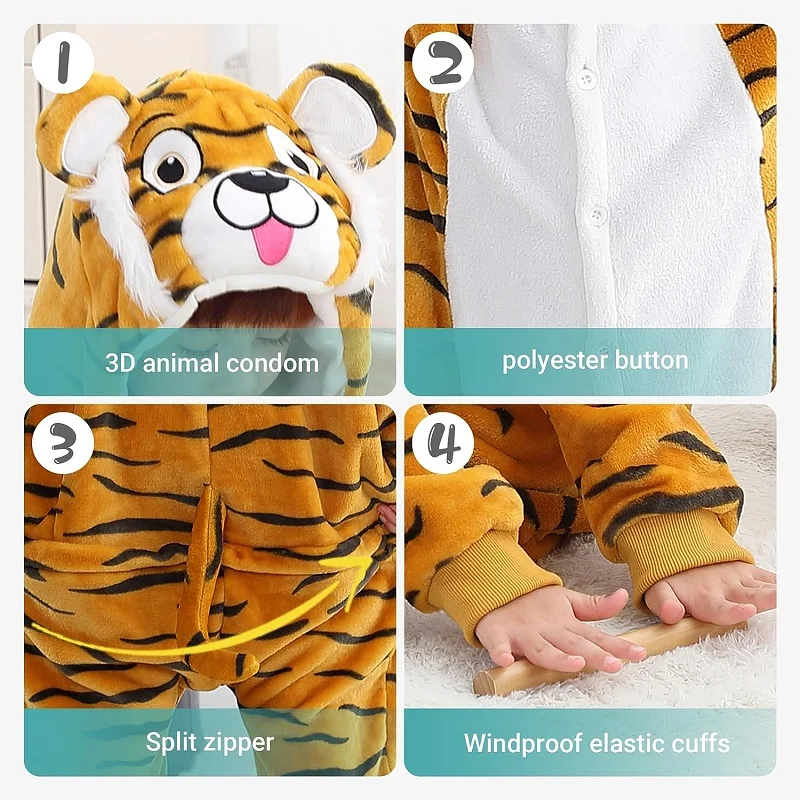 MICHLEY Halloween Flannel Hooded Children Blanket Sleepers Winter Clothes Jumpsuit Sleepwear Robe Pajamas Costume Boys Girls