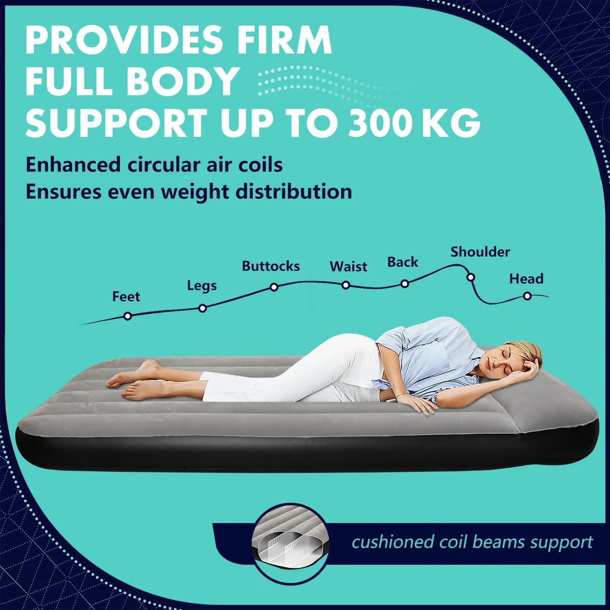 Camping air cushion bed inflatable mattress with built-in pillow for foldable storage suitable for family camping and travel air mattress summer sleeping mat