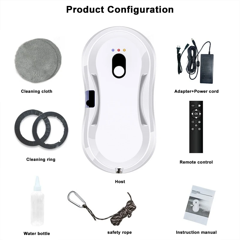 For Outdoor Indoor Window Cleaner Robot with Ultrasonic Water Spray Window Vacuu